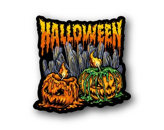 Adesivo Jack-O-Lantern assustador de Halloween