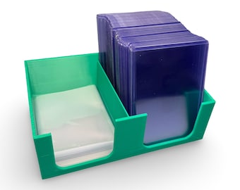 Porta-cartões Top Loader e porta-cartões Penny impressos em 3D na cor verde.