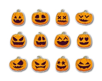 Adesivos de Halloween com cara de abóbora