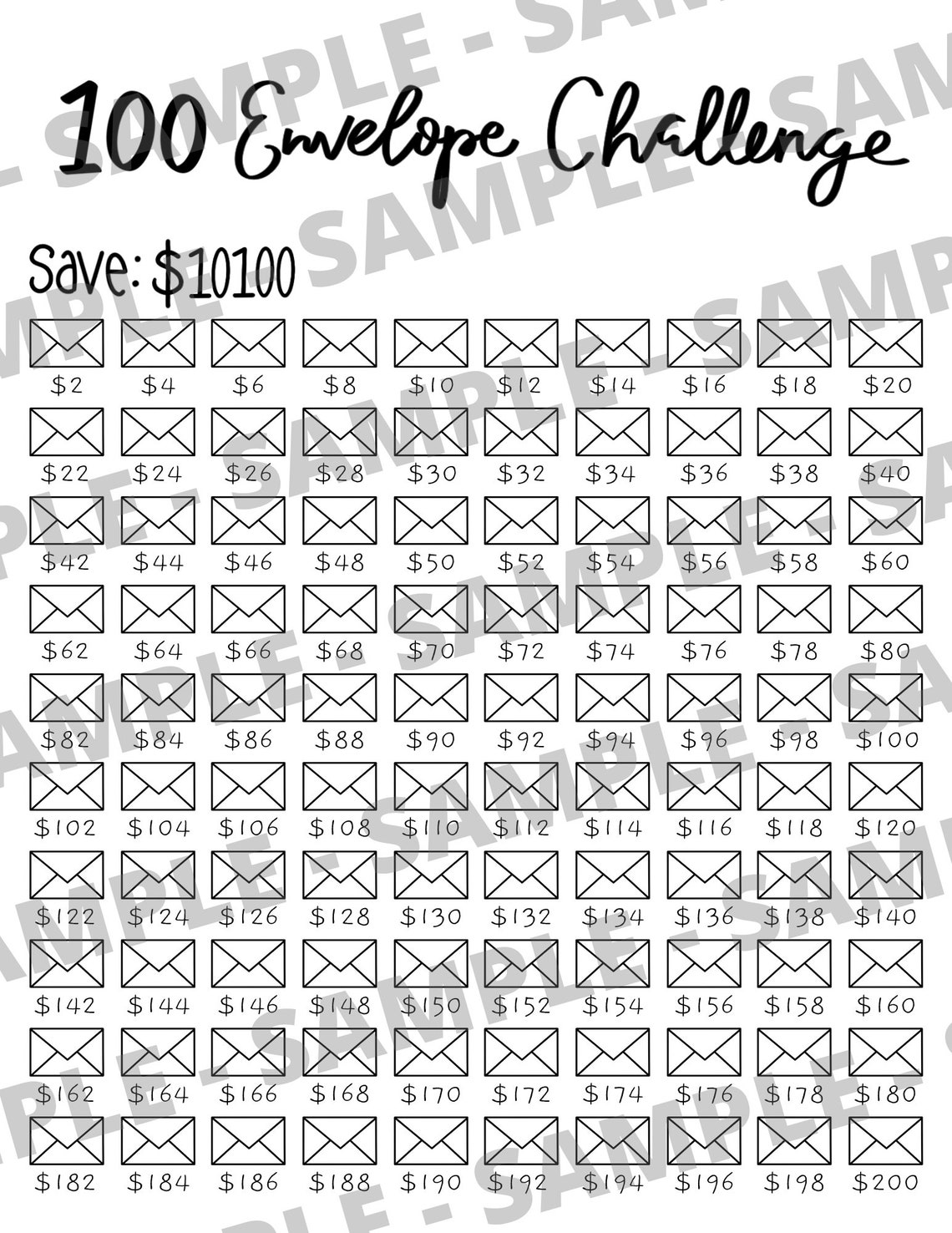 Printable 100 Envelope Challenge Savings Tracker 10000 Etsy Printable 100 Envelope Challenge Savings Tracker 10000 Etsy