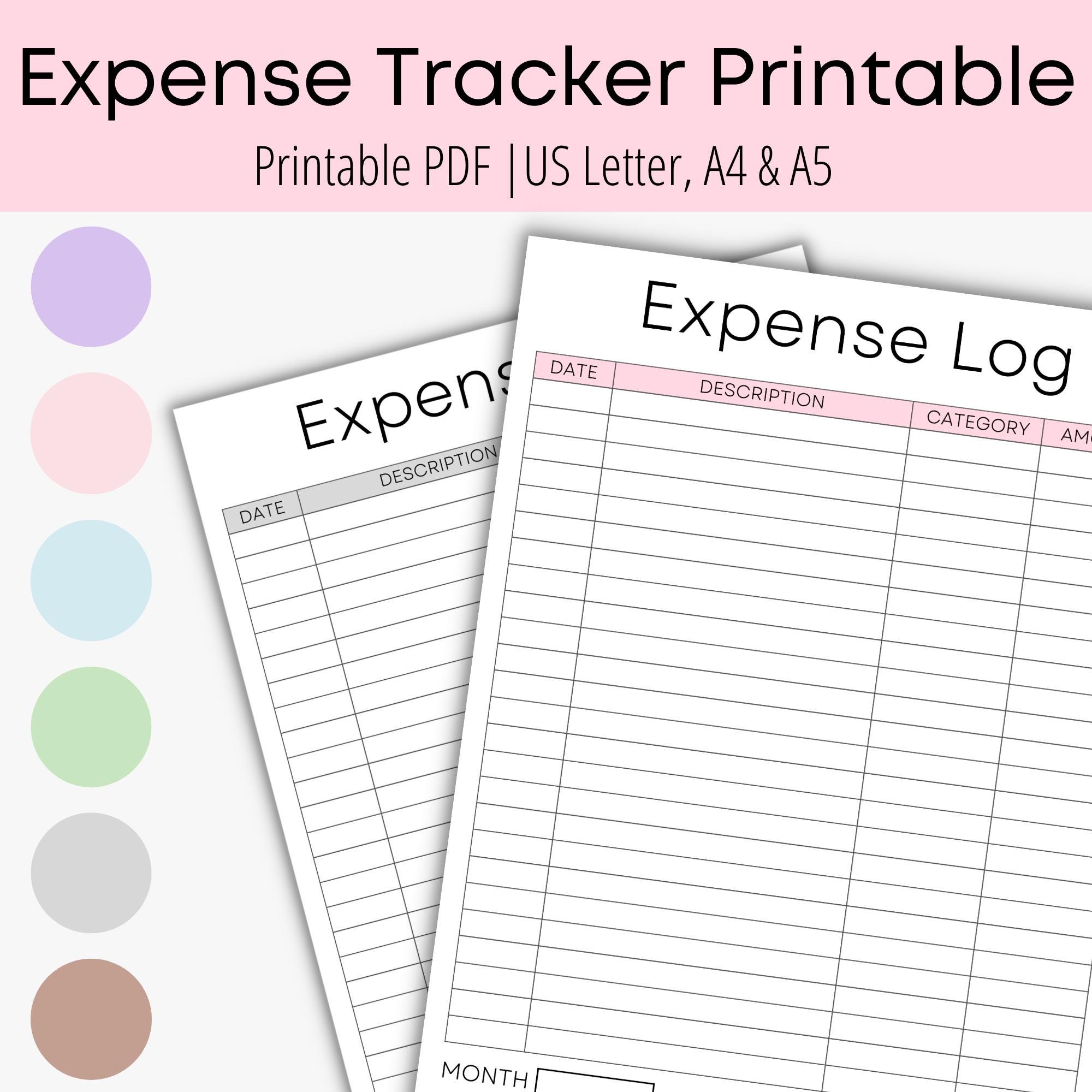 Expense Log Tracker | Spending Log | Cash Trackers | Printable Insert ...