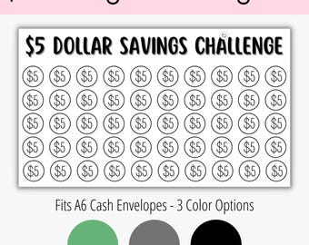 5 Dollar Mini Savings Tracker, A6 Savings, Cash Envelopes, Mini Savings Challenge, Printable, Budgeting, Money Tracker, Digital Download