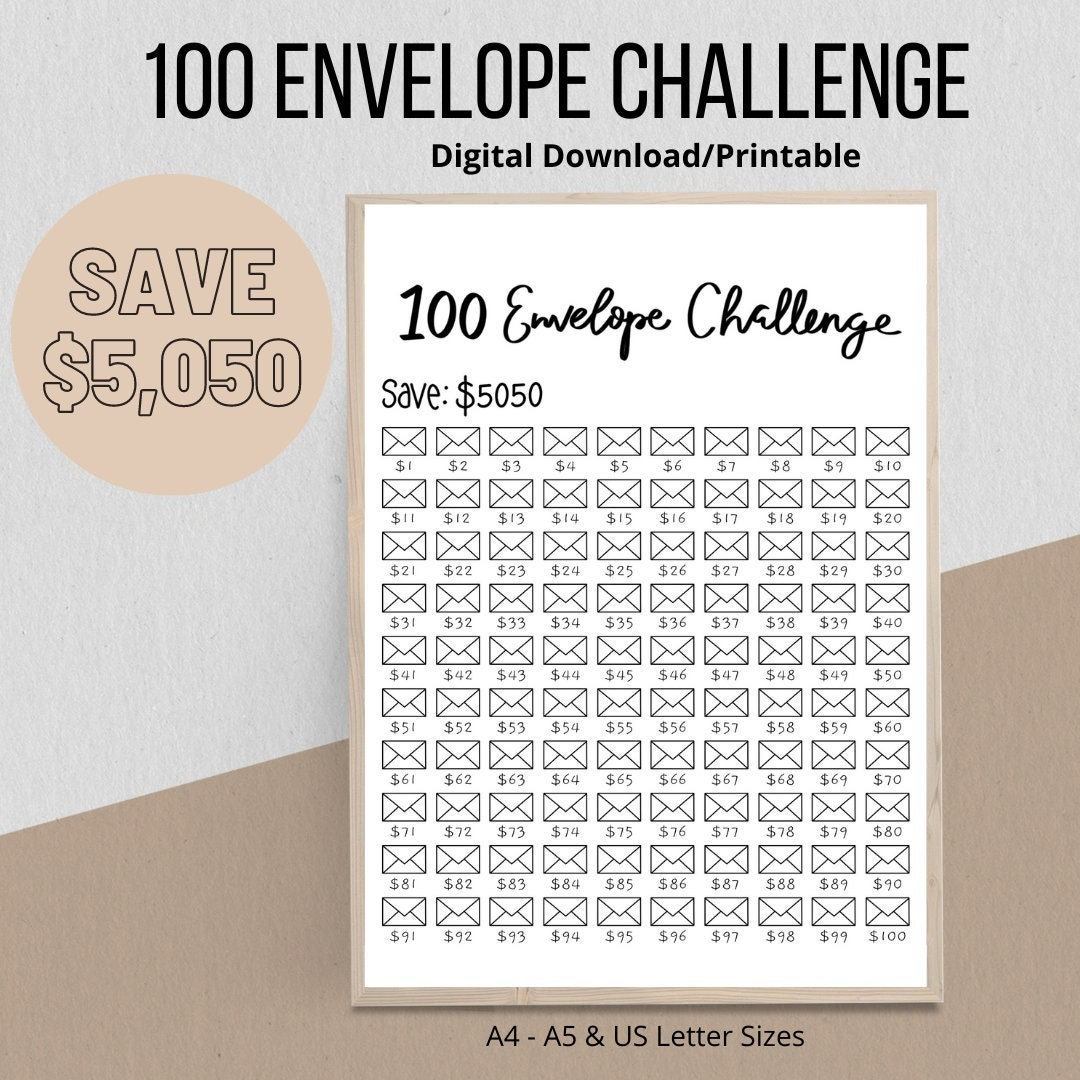 Free Printable 100 Envelope Challenge 5050