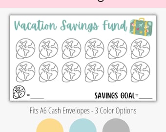 A6 Vacation Savings Fund, Mini Savings Tracker, A6 Savings, Cash Envelopes, Mini Savings Challenge, A6 Printable, Travel Savings Challenge