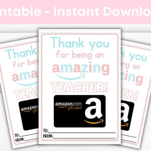 Obrigado colorido para impressão por ser um professor incrível, porta-cartão-presente da Amazon, semana de valorização do professor, porta-cartão-presente do professor