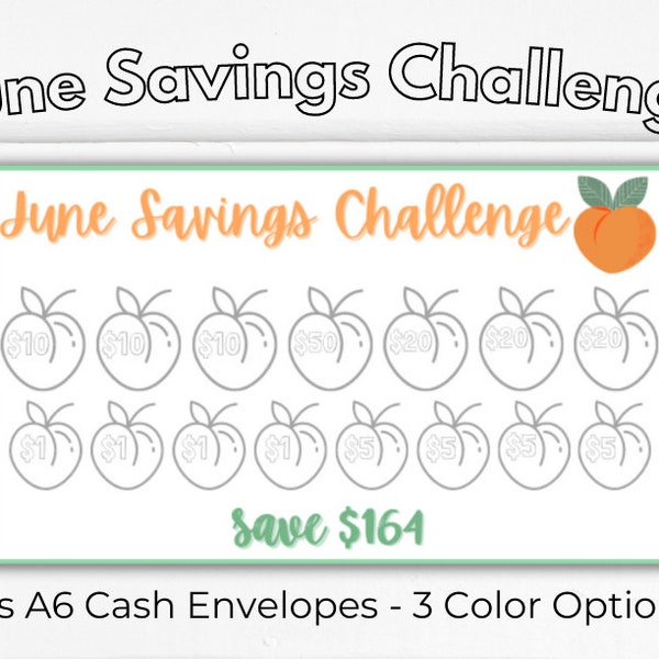 A6 June Savings Challenge Printable | Money Tracker | Budgeting Printable | Printable | Monthly Savings | Financial Goals | Cash Envelopes