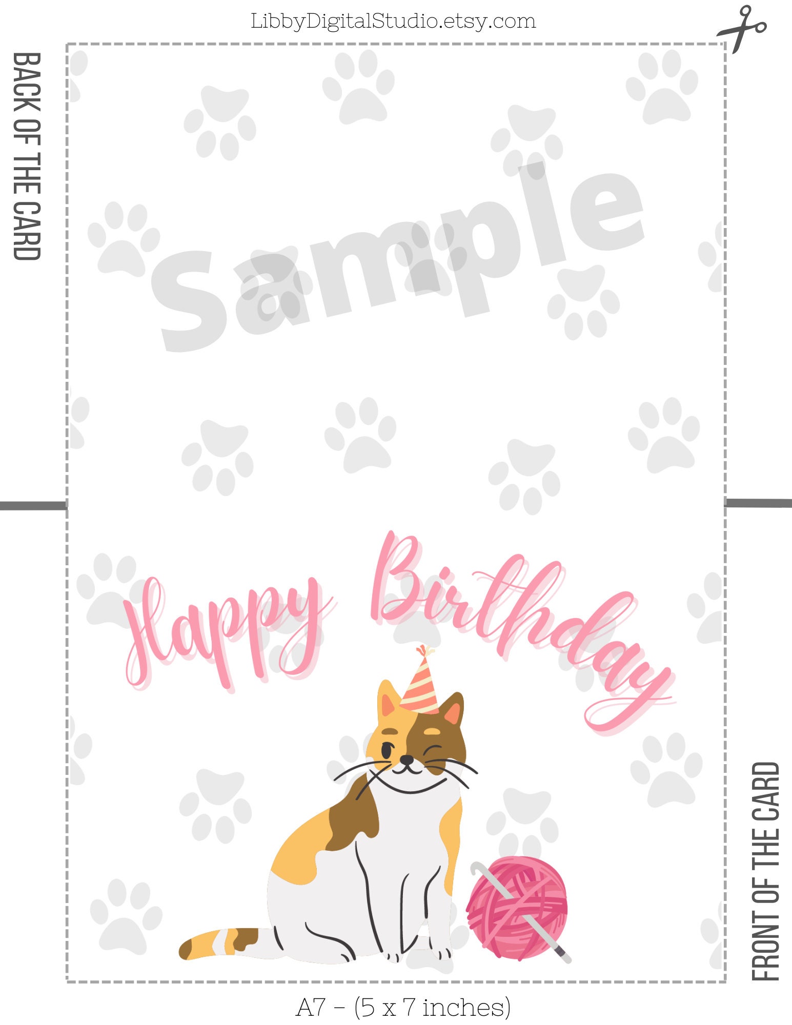 Cat Happy Birthday Card Printable | Animal Birthday Card | Birthday ...