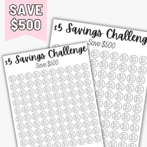 Printable 5 Dollar Savings Challenge, 500 Dollar Savings, Savings Goal Tracker, Savings Tracker Printable, US Letter, Printable