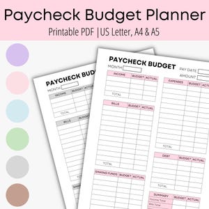 Printable Paycheck Budget Planner, Paycheck Breakdown, Classic Happy Planner, Financial Planner, US Letter, A4, A5, Instant Download