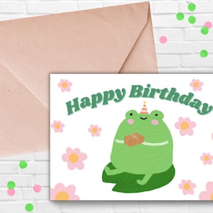 Alles Gute zum Geburtstag Karte Printable | Niedliche Geburtstagskarte | Frosch-Geburtstagskarte | Druckbare Karte | DIN A6 | DIN A7 | Sofortdownload | Lustige Geburtstagskarten