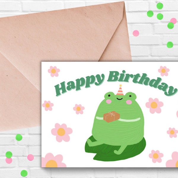 Happy Birthday Card Printable | Cute Birthday Card | Frog Birthday Card | Printable Card | A6 | A7 | Instant Download | Funny Birthday Cards