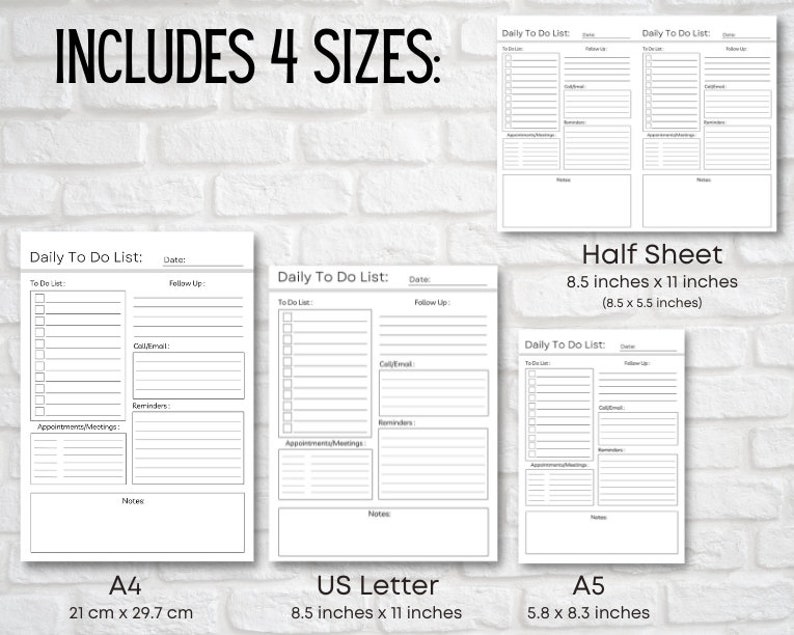 Minimalist Daily to Do List Printable | Work Planner | Digital Planner ...