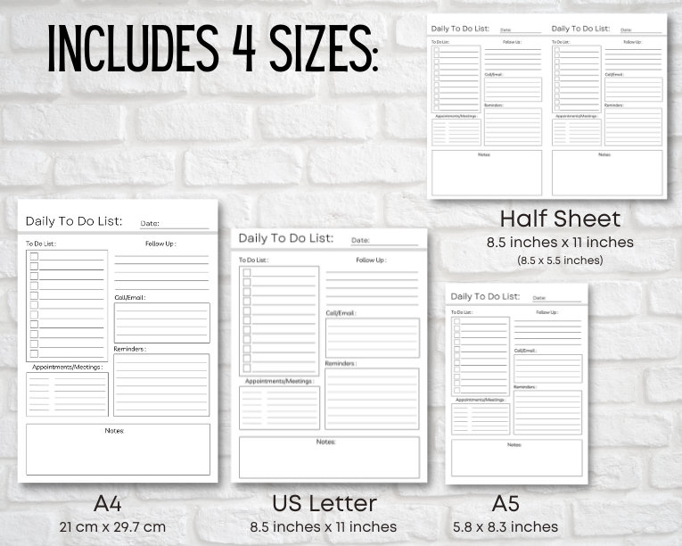 Minimalist Daily to Do List Printable | Work Planner | Digital Planner ...