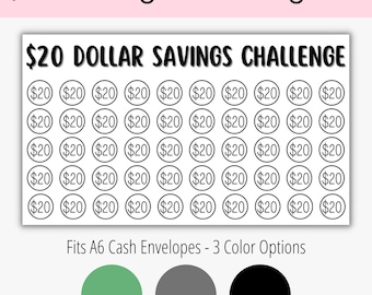 20 Dollar Mini Savings Tracker, A6 Savings, Cash Envelopes, Mini Savings Challenge, Printable, Budgeting, Money Tracker, Digital Download