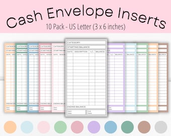 Cash Envelope Inserts | Budgeting Inserts | Cash Trackers | Printable insert | Cash Spending Log | Spending Tracker | Expense Tracker | A6