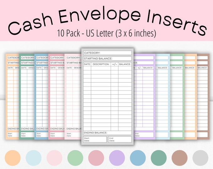 Cash Envelope Inserts Budgeting Inserts Cash Trackers Printable Insert ...
