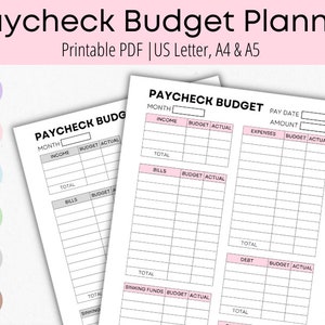 Printable Paycheck Budget Planner, Paycheck Breakdown, Classic Happy Planner, Financial Planner, US Letter, A4, A5, Instant Download
