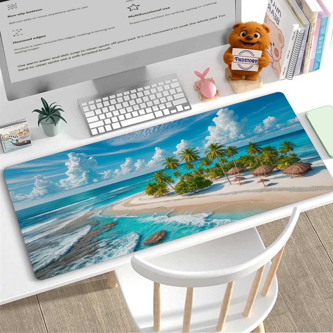Tropical Beach Desk Mat: Palm Tree Island Gaming Mouse Pad - Etsy