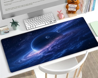 Tapis de bureau cosmique : décoration de bureau en néoprène sur le thème de l'espace