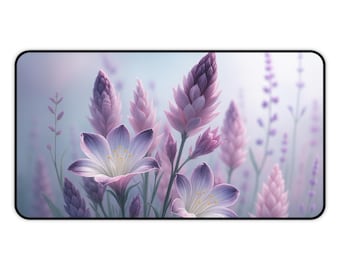 Floral Desk Mat: Elegant Lavender Office Decor - Non-Slip Neoprene