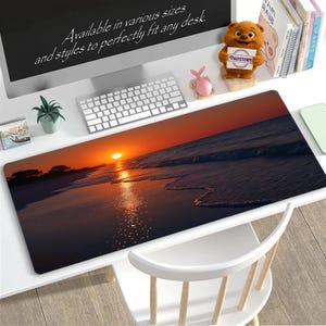 Sunset Beach Desk Mat: Coastal Gaming Mouse Pad, Serene Nature Decor