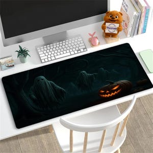 Haunted Forest Mouse Pad: Creepy Ghost Desk Mat, Halloween Decor