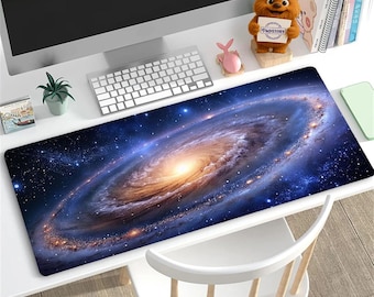 Galaxie-Schreibtischmatte: Kosmische Sternenhimmel-Bürodeko - Rutschfeste Neopren
