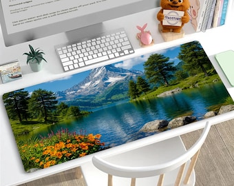 Alpine Lake Desk Pad, Mountain Scenery Mouse Pad