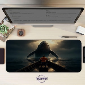 Epic Whale Encounter Desk Mat: Nautical Ocean Art Mousepad