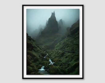 Icelandic Art Print - Misty Midnight | Minimalist Art Print, Wall Art, Scandinavian, Iceland, Icelandic Art, Photography Print