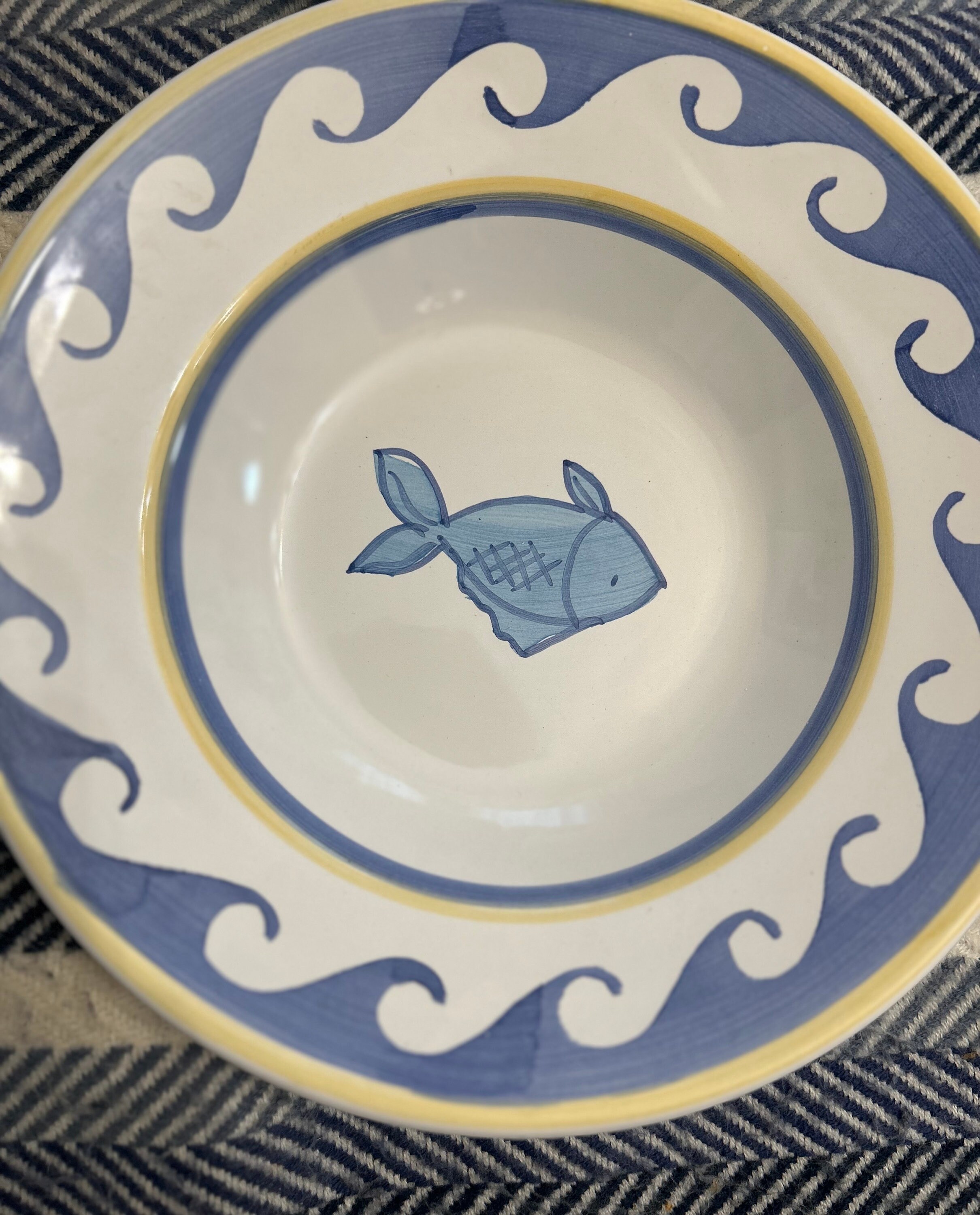 Pottery Barn Set of 4 Blue Fish Soup Plate Italy 10β - Etsy