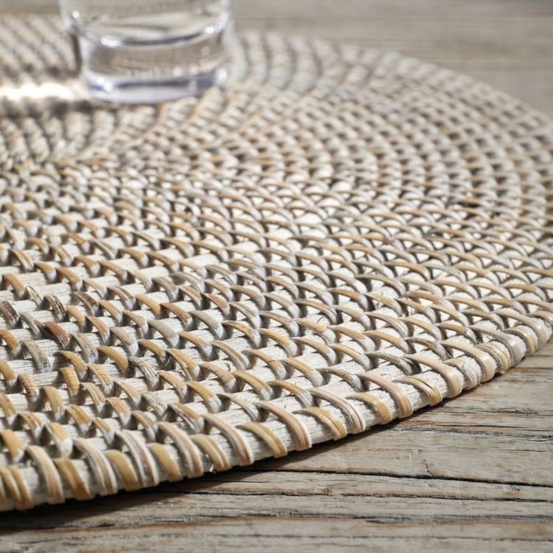 Set of 4 Rattan Placemat, Wicker Placemat Handcrafted Round Rattan