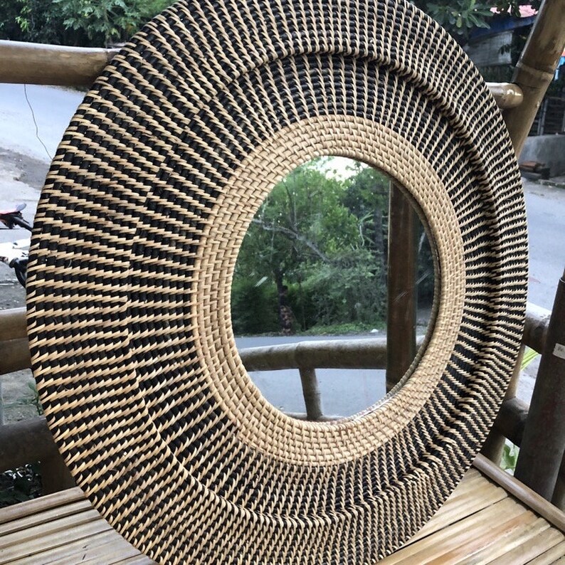 Rattan Mirror/boho Mirror/natural Mirror/rattan Large Mirror Etsy