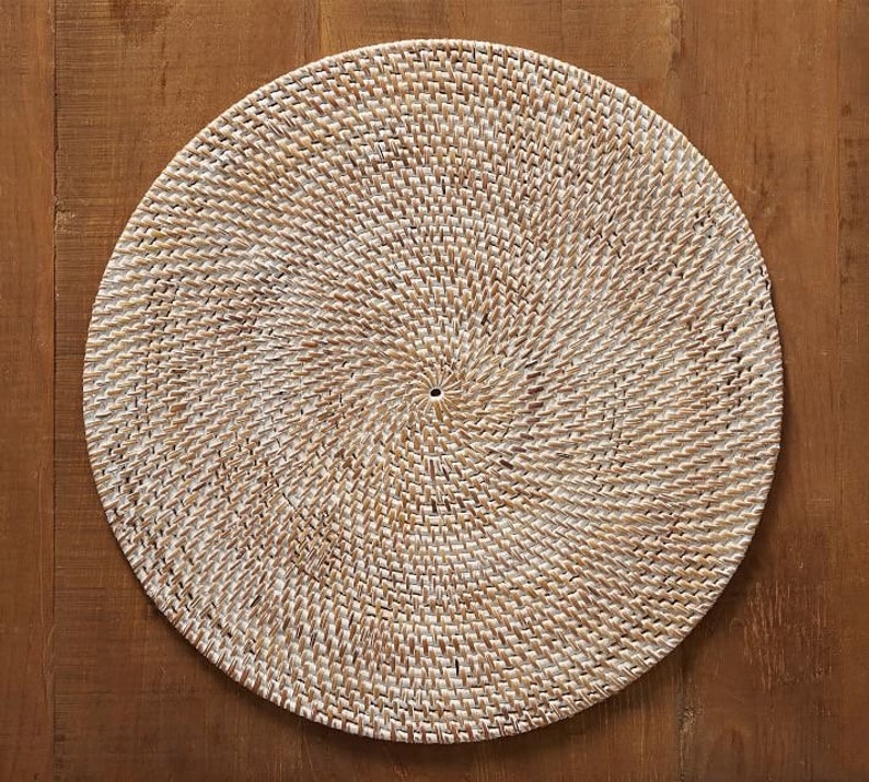 Set of 4 Rattan Placemat, Wicker Placemat Handcrafted Round Rattan