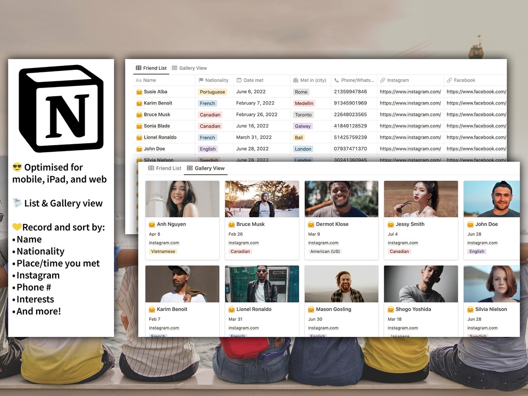 Friend Tracker Notion Template: Travel Planner, Contact Organizer - Etsy