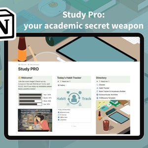 Notion Study Planner PRO: Pomodoro Dashboard & Habit Tracker Template