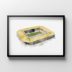 Aachen fotbollsstadion - akvarell konsttryck poster