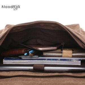 Unisex Messenger bag, Shopper bag, Personalized canvas crossbody, Waxed canvas messenger bag, Water resistant bag, Handmade gift image 6