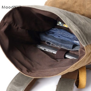 Waxed canvas backpack, Unisex backpack, Outdoor backpack, Laptop travel bag, Backpack for school, 3 colors backpack image 4
