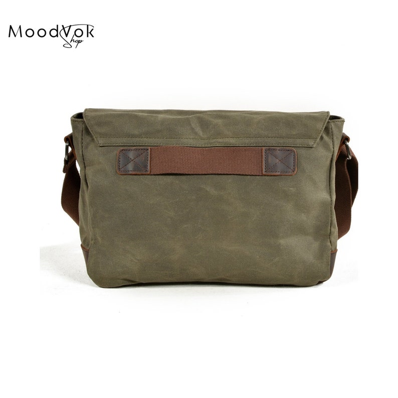 Personalisierte gewachste Canvas Umhängetasche Herren, Wochenend-Reisetasche, Laptoptasche, Wasserfeste Umhängetasche, Crossbody-Umhängetasche Bild 5