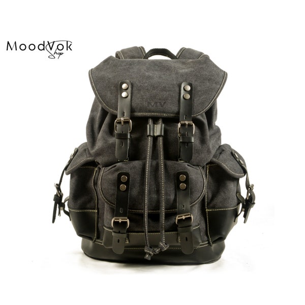 Mochila de viaje de lona encerada, Mochila escolar, Mochila para portátil de 17'', Mochila diaria unisex, Ideas de regalos de Navidad, Mochila unisex de fin de semana