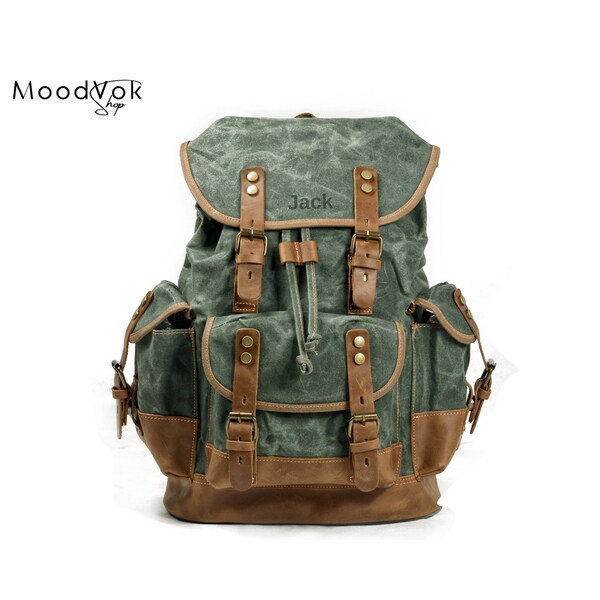 Sac à dos PERSONNALISÉ en toile cirée, sac à dos de randonnée, camping, sac de voyage, sac à dos imperméable, sac à dos d'école, sac à dos de voyage, sac à dos pour homme