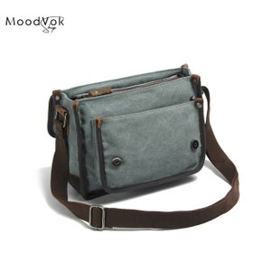 Handgefertigte Ledertasche, Canvas Crossbody Messenger Bag, Canvas Umhängetasche, Herren Ledertasche, Herren Leder Canvastasche, bestes Weihnachtsgeschenk Bild 4