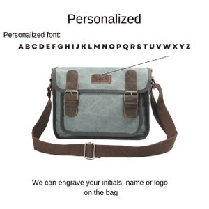 Handgefertigte Ledertasche, Canvas Crossbody Messenger Bag, Canvas Umhängetasche, Herren Ledertasche, Herren Leder Canvastasche, bestes Weihnachtsgeschenk Bild 2