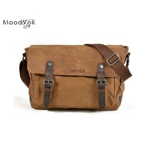 Sac besace personnalisé en toile cirée pour homme, sac de voyage de week-end, sac à bandoulière pour ordinateur portable, sac besace résistant à l'eau, sac à bandoulière image 9