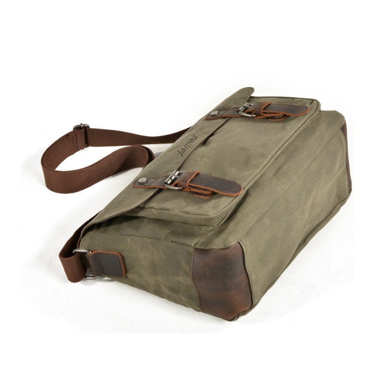 Sac besace personnalisé en toile cirée pour homme, sac de voyage de week-end, sac à bandoulière pour ordinateur portable, sac besace résistant à l'eau, sac à bandoulière image 6