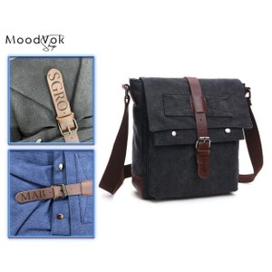 Canvas men bag, Canvas crossbody man bag, Mens purse with a flap, Messenger bag, Canvas ipad bag, Anniversary gift for him, PERSONALIZED