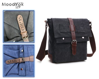 Canvas men bag, Canvas crossbody man bag, Mens purse with a flap, Messenger bag, Canvas ipad bag, Anniversary gift for him, PERSONALIZED