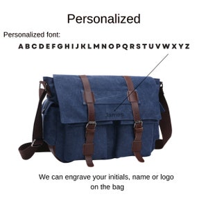 Unisex Messenger bag, Shopper bag, Personalized canvas crossbody, Waxed canvas messenger bag, Water resistant bag, Handmade gift image 3