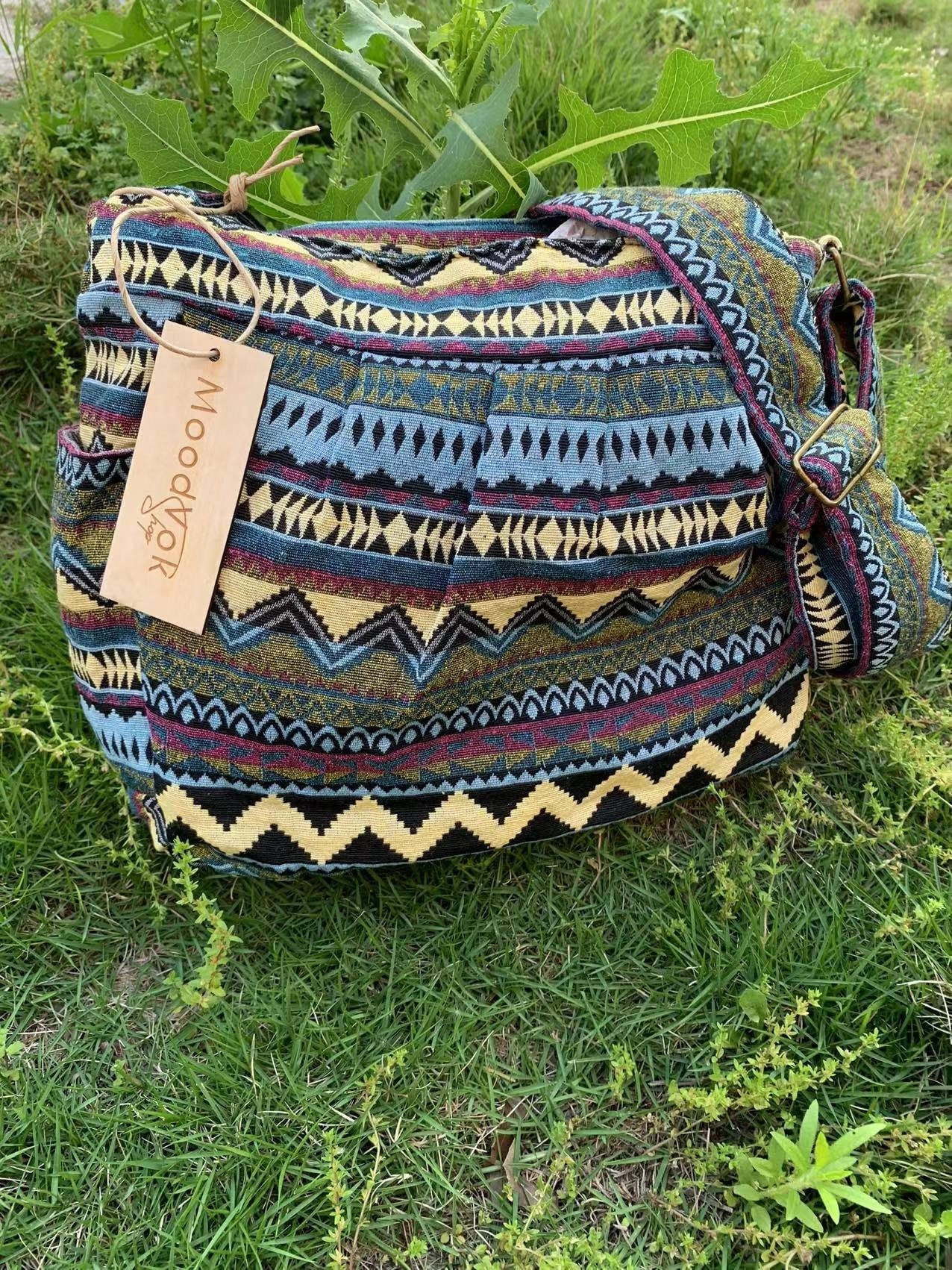 Bohemian Hippie Style Bag Cotton Canvas Sling Crossbody Messenger